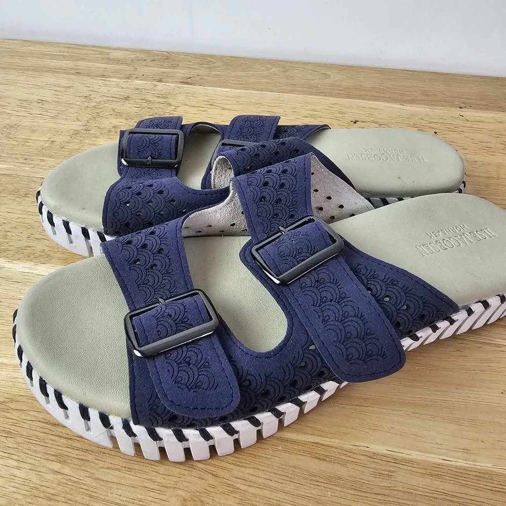 Ilse Jacobsen Tulip Purple 2‎ Buckle Sandals Womens EU 37 Size 7 Comfort Shoes